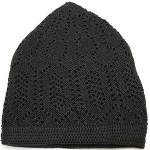 BLACK Turkish  Islamic Men Knit Cotton Kufi Takke Skull Cap Muslim Prayer hat